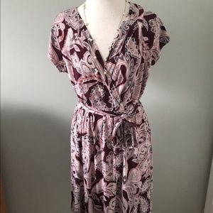 Banana Republic Faux Wrap Paisley Dress L …